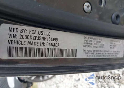 2022 Dodge Challenger R/T Scat Pack z USA, uszkodzony, nr VIN 2C3CDZFJ5NH164499